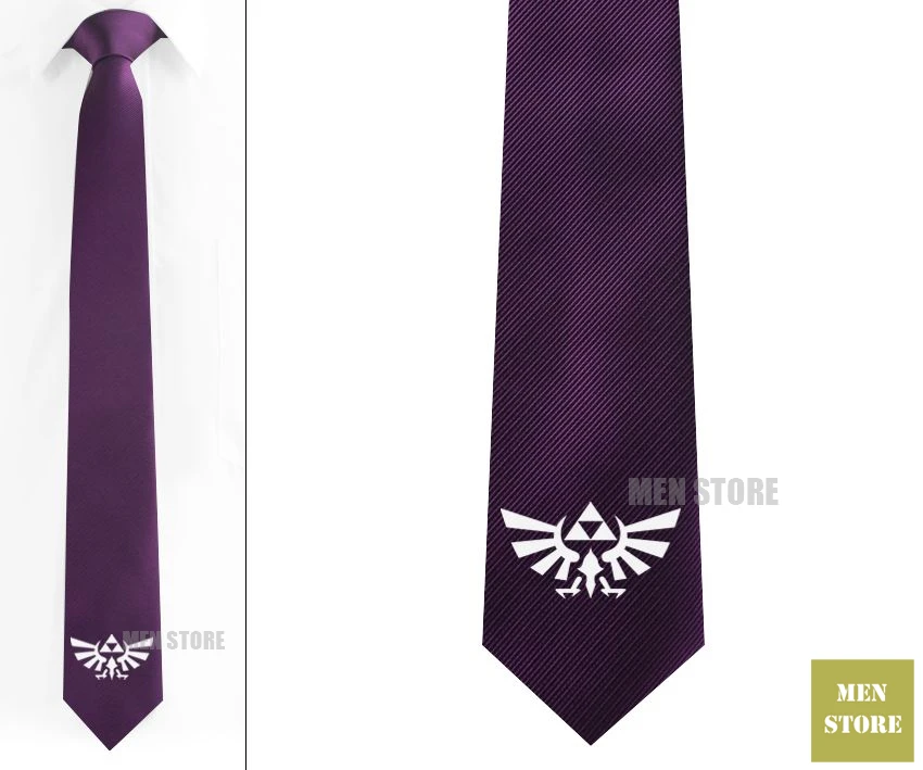 Dark Purple-White Zelda Force Symbol Мужской Жаккардовый тонкий узкий галстук 2," 6 см галстук свадебный галстук для жениха запонки LK061M - Цвет: Dark Purple-White