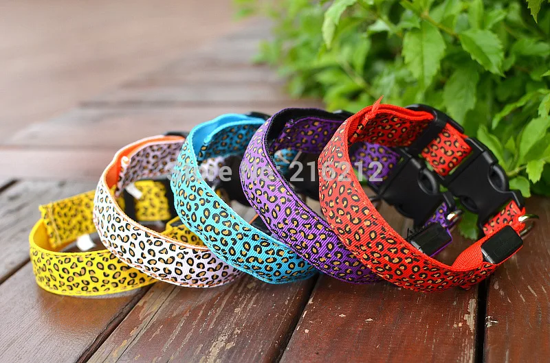 Ошейник для собак и кошек с леопардовым принтом|dog cat collar|night safetyled nylon |