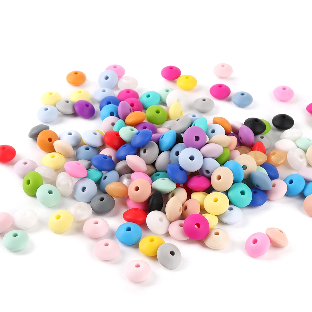 1000Pcs 12mm Silicone Lentil Abacus Beads Baby Teething Beads BPA Free Baby Teether Necklace Pendant Pacifier Chain toys
