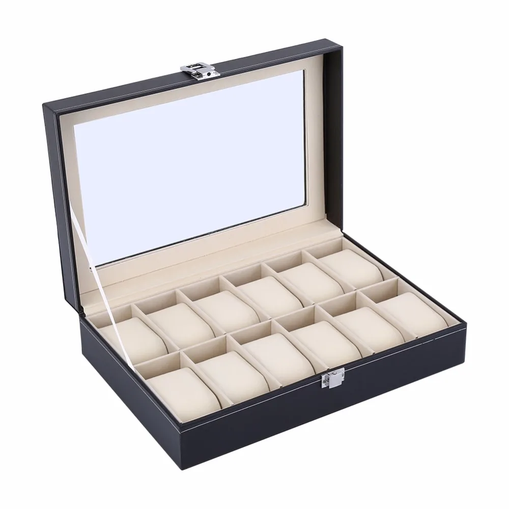 12 Сетки Кожа Смотреть Дисплей Ювелирных Хранения Держатель Организатор Витрина