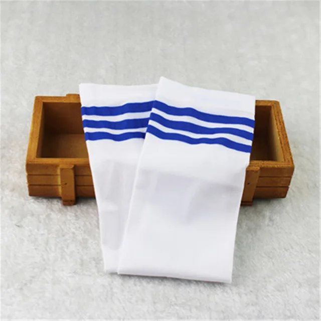 Kids knee high socks boy soccer/football sock cotton school skate girls heart kitty cat skarpety/school boy socks/meia infantil - Цвет: blue stripes