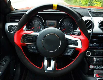 Сшитый из натуральной кожи чехол рулевого колеса автомобиля аксессуары для Ford mustang - Название цвета: Белый