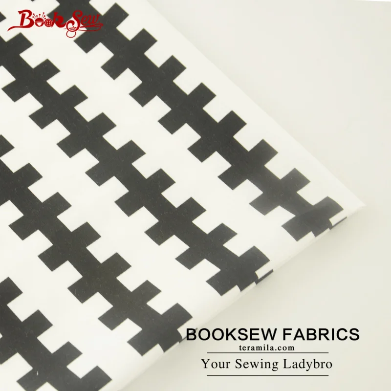 Booksew Текстиль для дома 100% хлопок саржа Ткань черный Геометрия узор стежка ткани