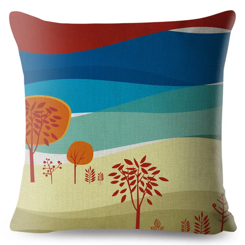 Autumn Colorful Tree Leaves Leaf Print Pillow Cover 45*45 Cushion Linen Throw Pillows Cases Sofa Home Decor Covers | Дом и сад