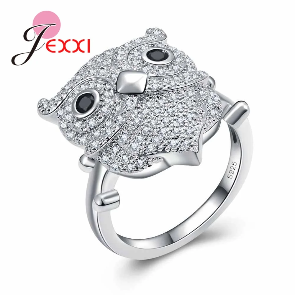 Женское кольцо с фианитом из серебра 925 пробы|crystal rings for women|owl ringcrystal ring |
