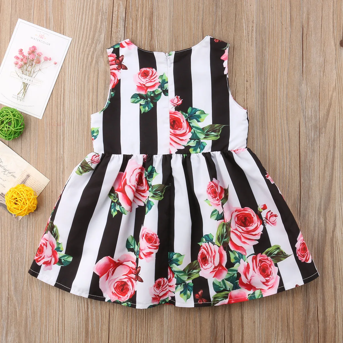 2018 Flower Kids Baby Girl Striped Floral Dress Summer Princess Party Pageant Sweet Sundress | Детская одежда и обувь