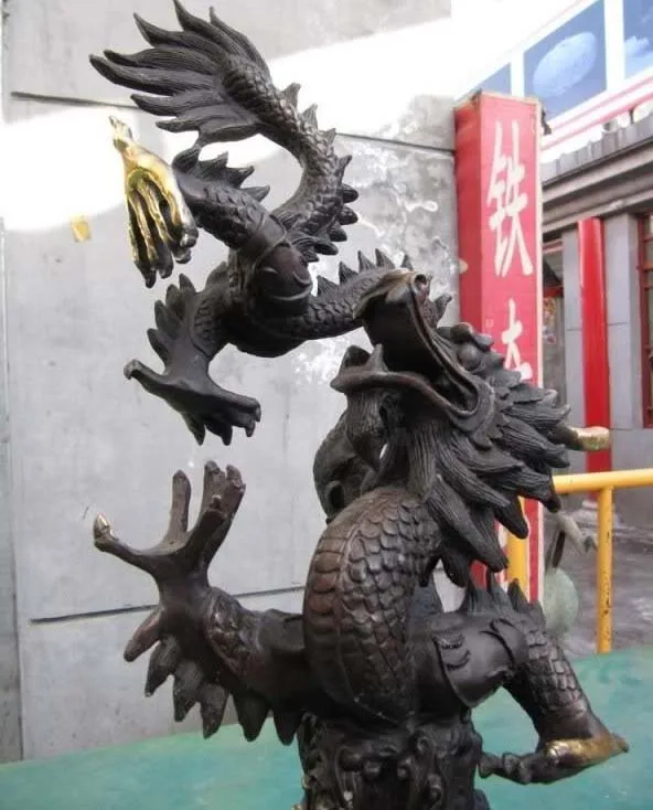 21 дюймов китайский regius дворец бронзовый резные favonian лаки Fly статуи дракона|statue of