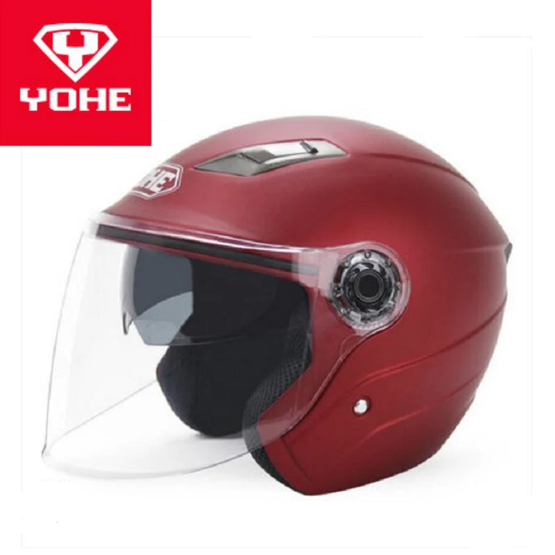 Мотоциклетный шлем YOHE Half Face с двойными линзами мотоциклетные шлемы ПК козырьком