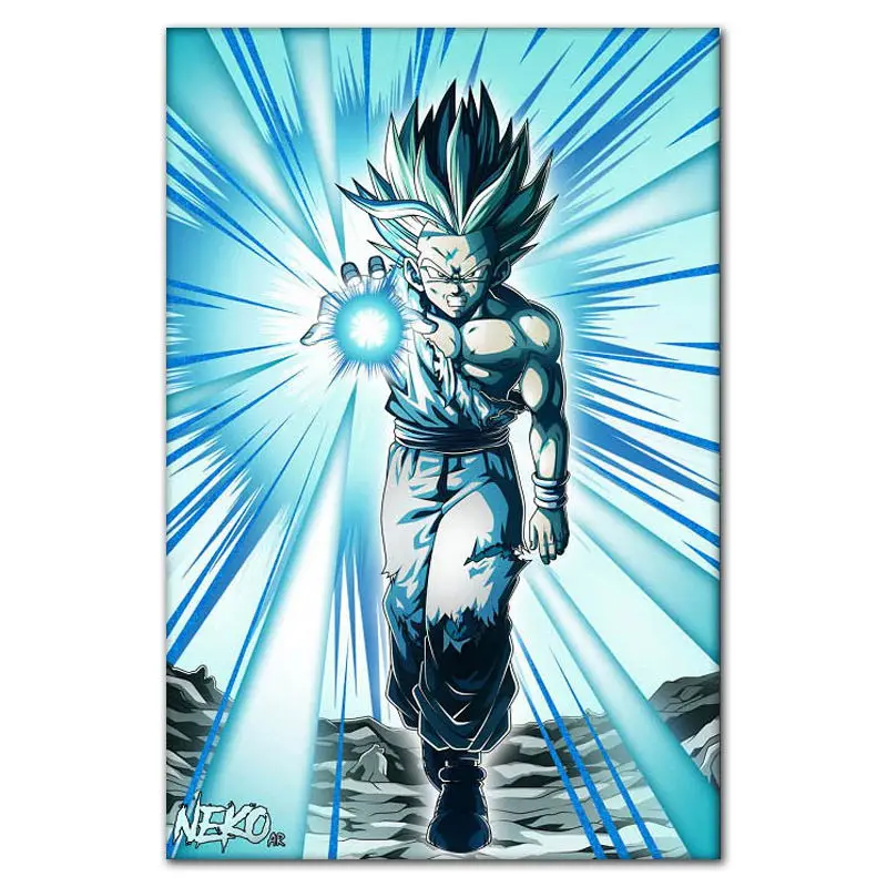 Зеленый Dragon Ball Z Супер плакат Гоку ультра инстинкт освоили Гуляя стены Книги по искусству изображение Плакаты и принты живописи для украшения комнаты - Цвет: Зеленый