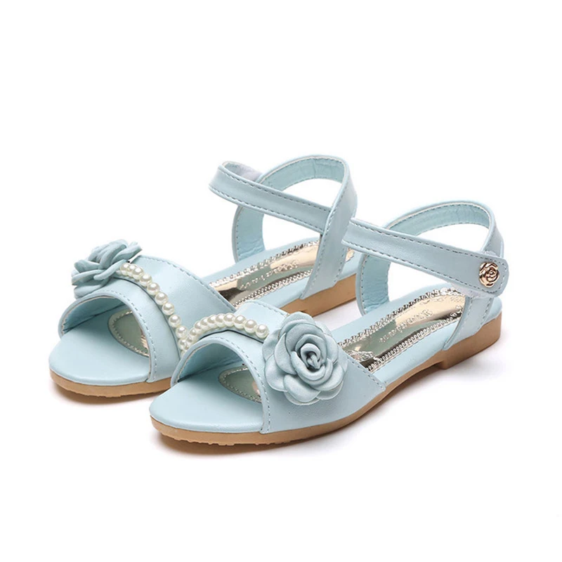 COZULMA Girls Peep Toe Flower Beach Sandals Shoes Kids Summer Hook &amp Loop Princess Children Size 26-35 | Детская одежда и обувь