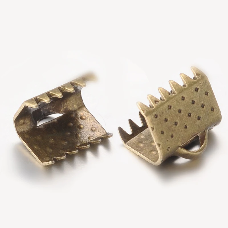 

2000pcs Iron Ribbon Ends Crimp End Caps Connectors Leather Clip for Jrewelry Making DIY Bracelet Necklace 8x8x5mm Hole: 2mm