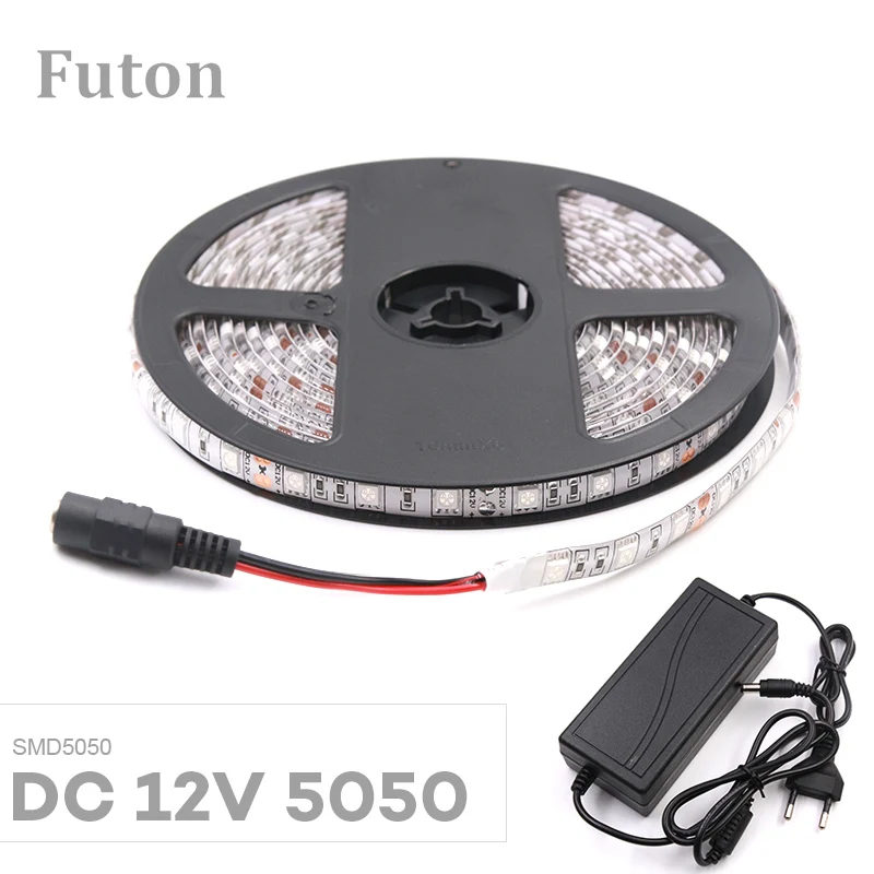5 m DC12V женский вилка со светодиодом полосы SMD5050 Водонепроницаемый гибкий