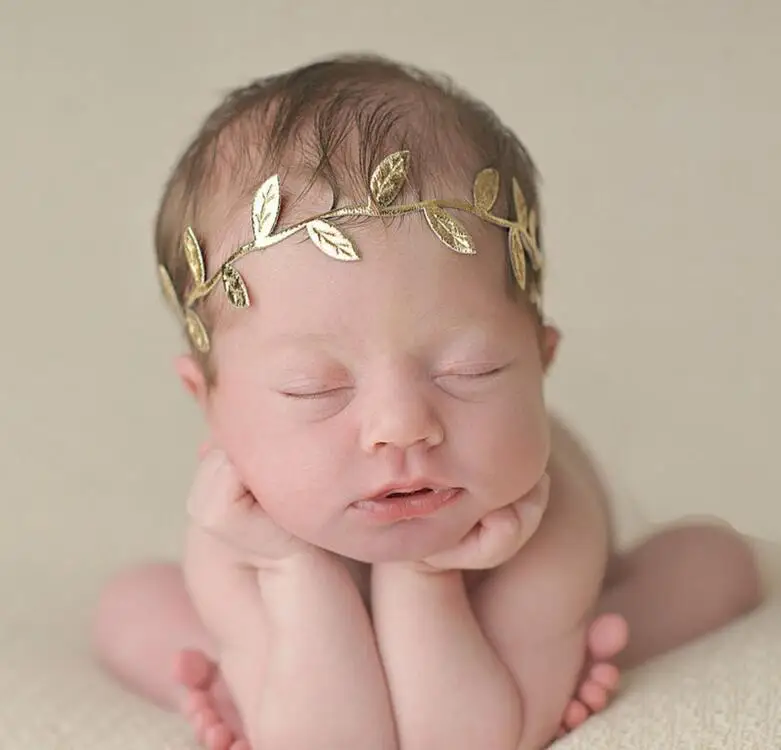 New Gold and Silver Leaves Girl Headband Parent-child Ladies Kids Elastic Head Bands Rubber Hairband Women Baby Hair Accessories |