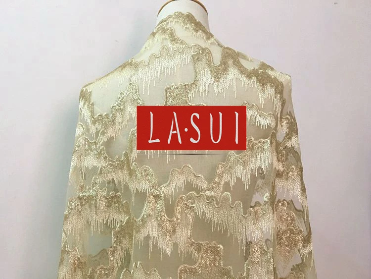 LASUI 2017 Новинка панк металлические блестки золотая нить вышивка кружевная ткань