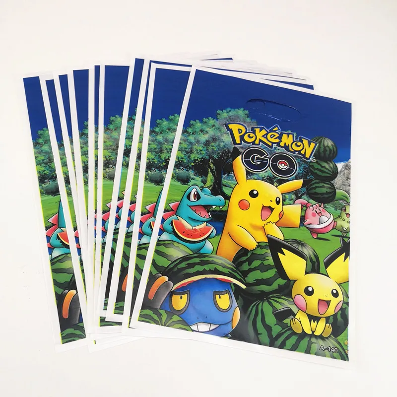 10 шт. 16 5*25 см Pokemon Go пластиковые подарочные пакеты Пикачу мультяшная тема сумка