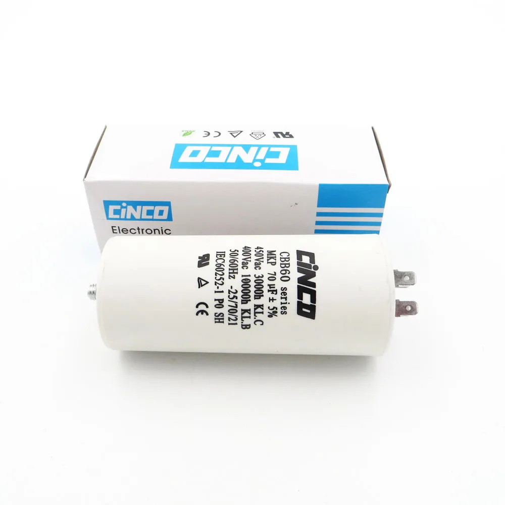 CBB60 Motor Run Capacitors 70UF 400V 450V wire SH DB Polypropylene Film Ac 450VAC Water Pump electrical engine 70mfd 70mf |
