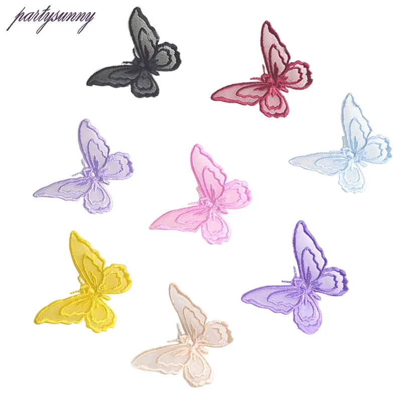 PF Многоцветный Бабочка Патчи Железа на Патч для Одежды Платье Шитье Вышивка