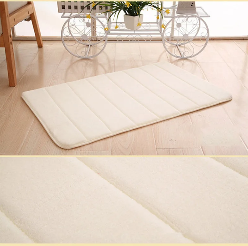 Konco 40*60cm Bath Mat Bathroom Carpet Rug coral fleece Memory Foam Bathroom Mat kitchen Door Floor tapis de bain - Цвет: white