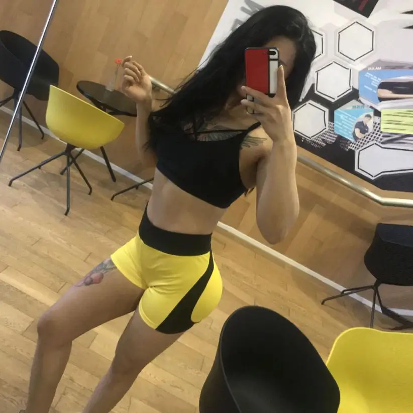 Женские спортивные шорты FishSunDay однотонные облегающие для йоги 0706 | Спорт и