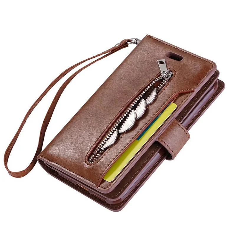 Чехол на молнии для iphone 6 S чехол кошелек с 9 отделениями карт кожаный флип s 7 8 Plus