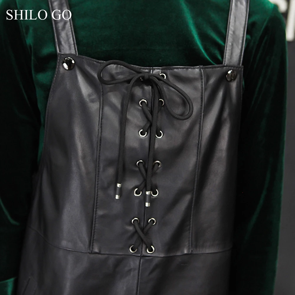 Платье SHILO GO женское осеннее из натуральной овчины на тонких бретельках