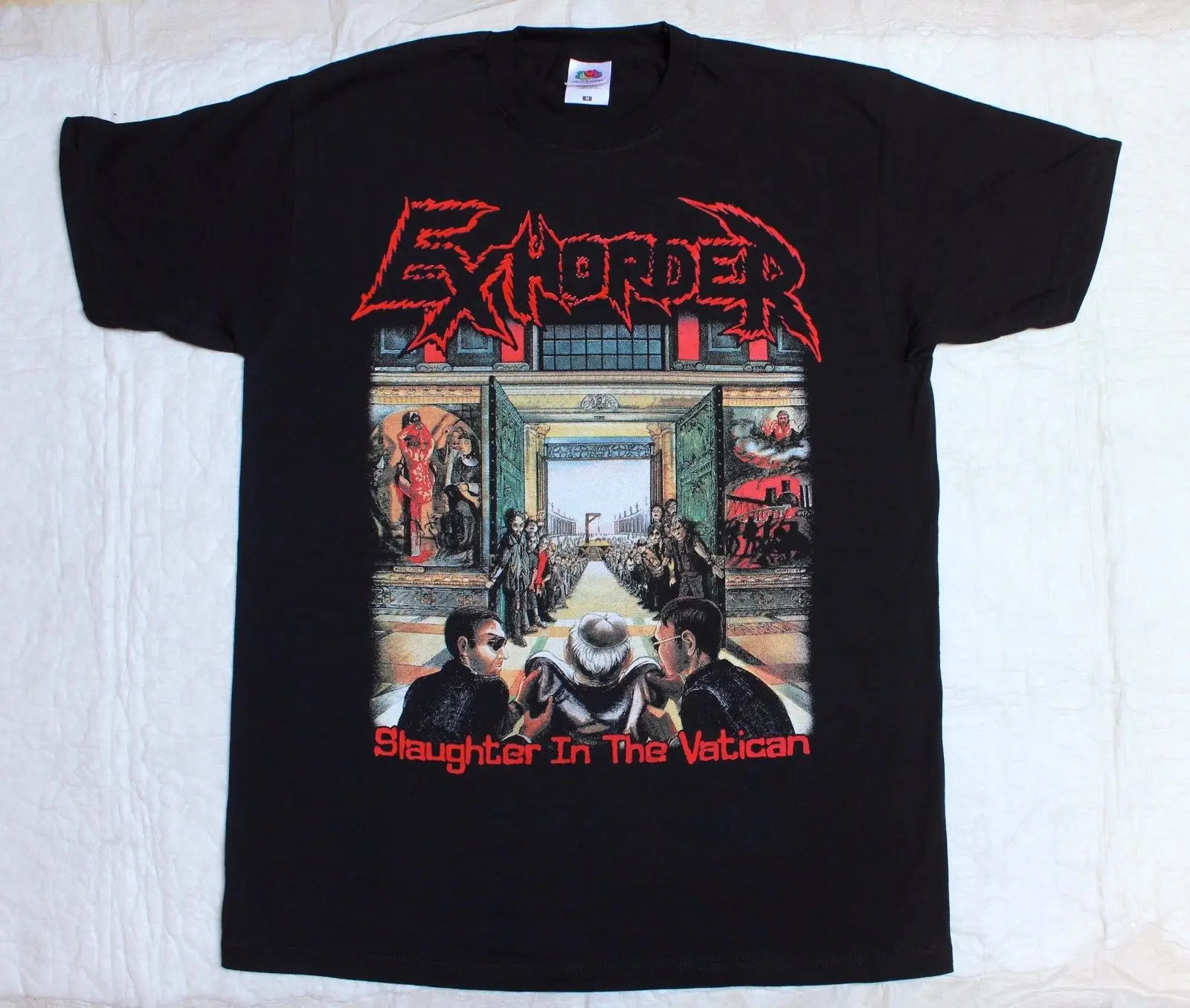 EXHORDER SLAUGHTER IN THE VATICAN THRASH METAL RAZOR XENTRIX Новая Черная футболка нормальный принт мужская