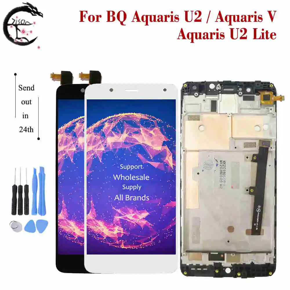 5," ЖК-дисплей с рамкой для BQ Aquaris U2 Lite, сенсорный экран, дигитайзер, сборка для BQ V, полный дисплей для BQ U2, экран