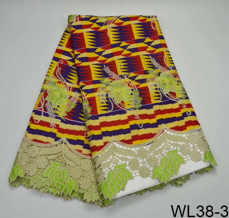 WL38 High Quality Multi Mix Color Beaded Yellow Royal Blue ghana ankara Nigeria African Guipure wax cord lace with Stone | Дом и сад