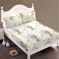 floral printed fitted sheet and pillow case polyester mattress cover bed linens bed sheet with elastic for doubleking bed