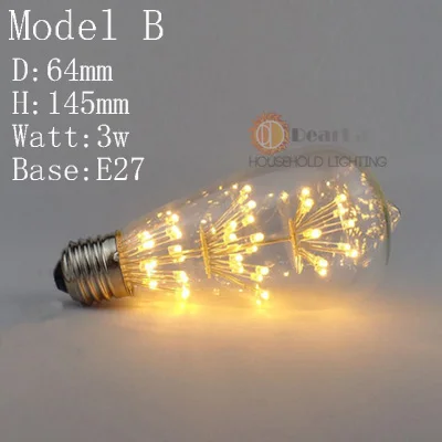 220 V-240 V E27 винтажный Ретро светодиодный светильник Эдисона 4W ST64/A19/G80 внутренний светодиодный светильник, Ночной светильник, рождественские подарки(BM50 - Цвет: Model B E27