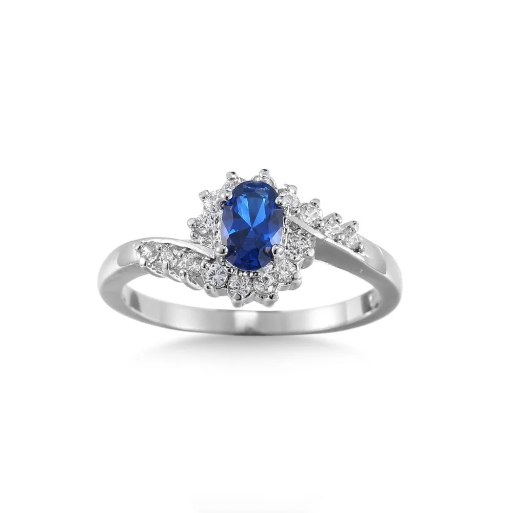 Genuine Silver Color Ring trendy Wedding Jewelry blue Cubic Zircon Rings For Women Bridesmaid Gifts | Украшения и аксессуары
