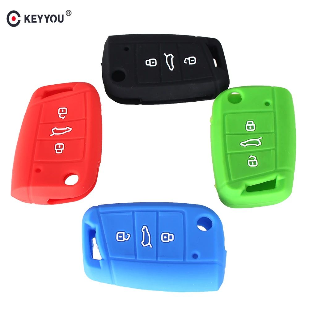 KEYYOU 3 кнопки дистанционного управления силиконовый чехол для ключей VW VOLKSWAGEN Golf GTI