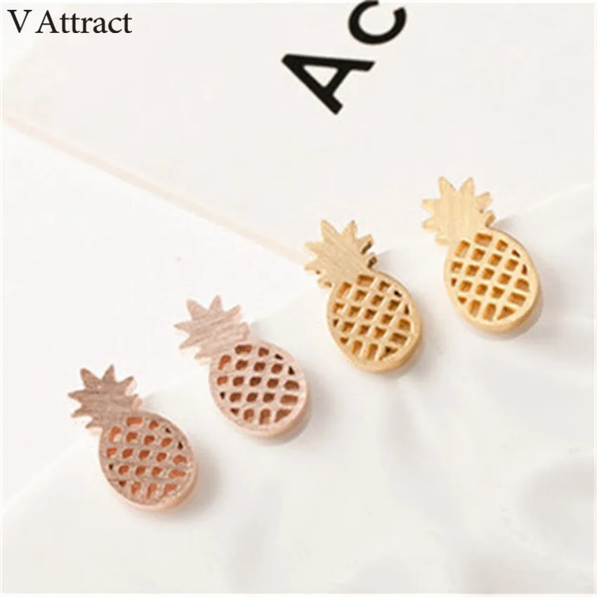 Женские серьги гвоздики из нержавеющей стали с V образным вырезом|pineapple stud earrings|stud