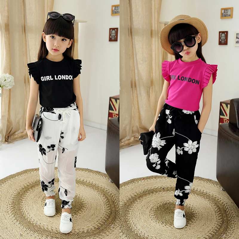 Модный комплект одежды для девочек подростков одежда 2–16 лет детской летней