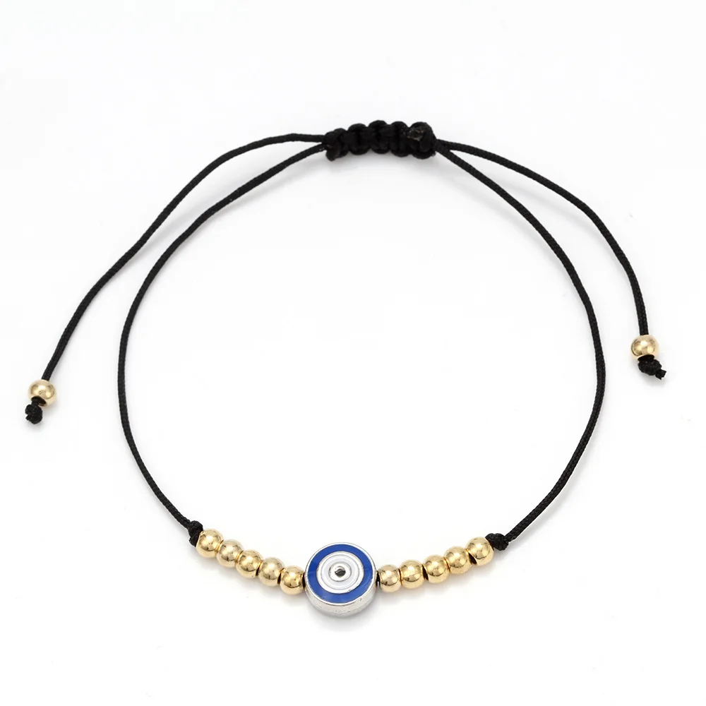EVIL EYE Плетеный Канатный браслет с подвесками золотые бусины турецкий синий глаз цепочка-браслет в виде веревки ювелирные изделия ручной работы для женщин EY6298 - Окраска металла: blue 02