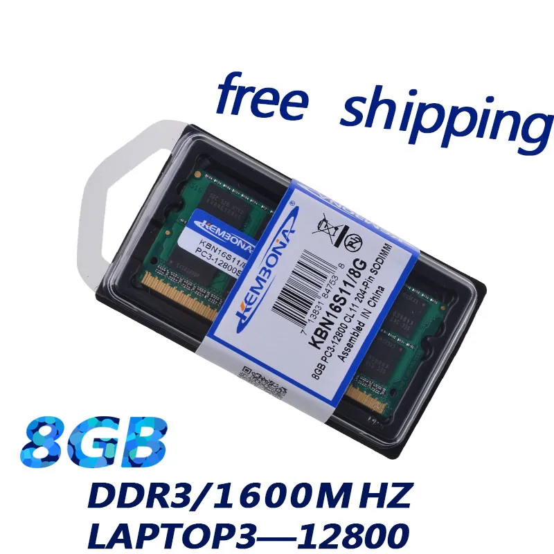 kembona free shipping laptop ddr3 8gb 1 5v 1600mhz 204pin laptop ram memoryddr3 laptop memory pc3 12800 free global shipping