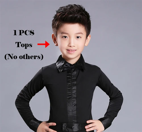 BLACK TOPS Латинский танец Топ Танцы брюки для мальчиков конкурс бальных рубашка ча-ча Самба Румба одежда для представлений для танго одежда DC1150 - Цвет: BLACK TOPS