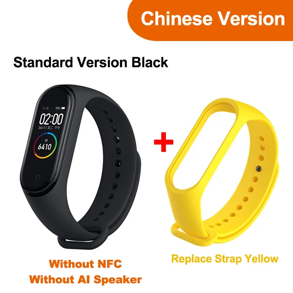 Add Yellow Strap Original Newest Xiaomi Mi Band 4 Smart Miband 4 Bracelet Heart Rate Fitness AMOLED Color Screen Bluetooth 5.0 - Цвет: Add Yellow Strap