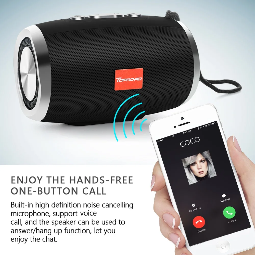 TOPROAD Портативный Bluetooth Динамик Беспроводной Колонка стерео Динамик s Поддержка TF FM Радио Mic AUX громкий Динамик для компьютера телефона с изображением из мультфильма