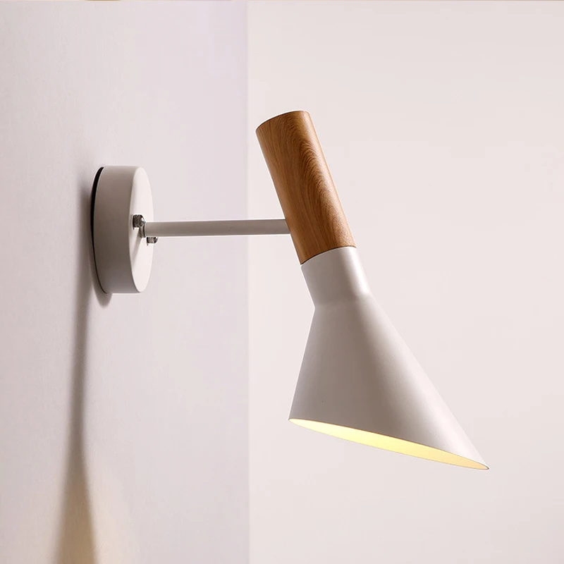 

QLTEG Nordic modern minimalist Sconce rotating bedroom LED Wall lights Creative AJ Wall switch LED bedside reading wall lamps