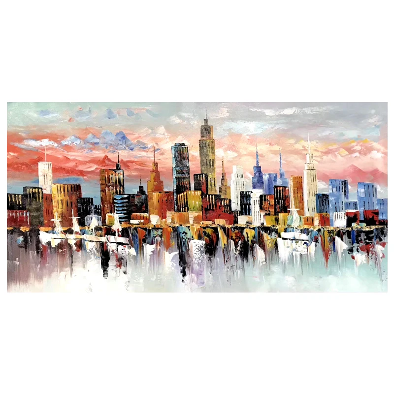 100% ручная роспись абстрактное здание художественная живопись на холсте
