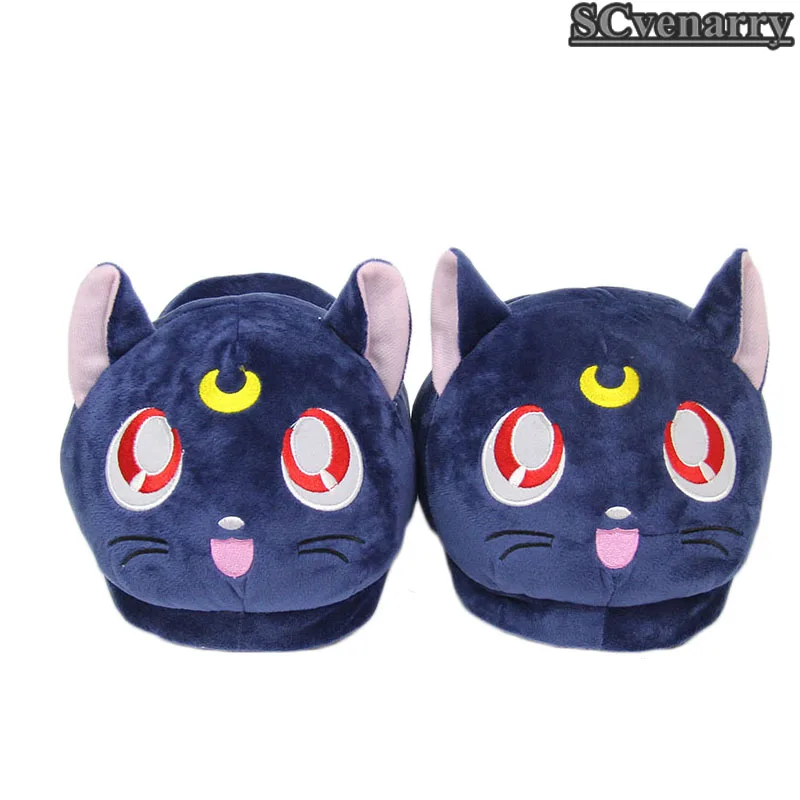 Плюшевые тапочки с рисунком SailorMoon Luna Сейлор Мун зимние домашние плюшевые Тапочки