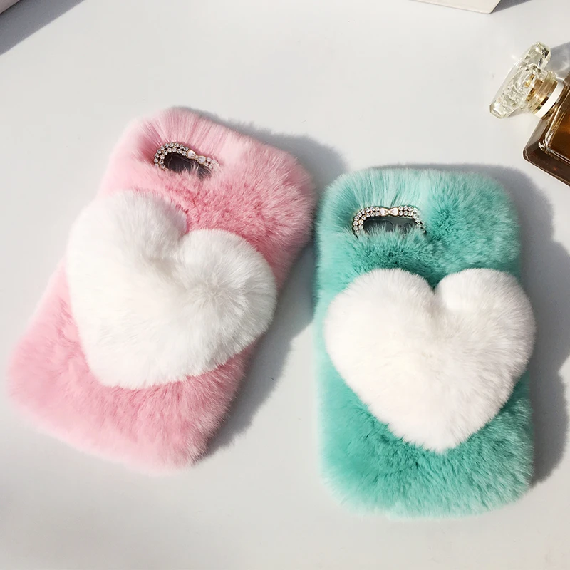Aoweziic осенне зимний чехол для iPhone X 8 7 plus XR XS MAX Rex rabbit плюшевый телефона с милым