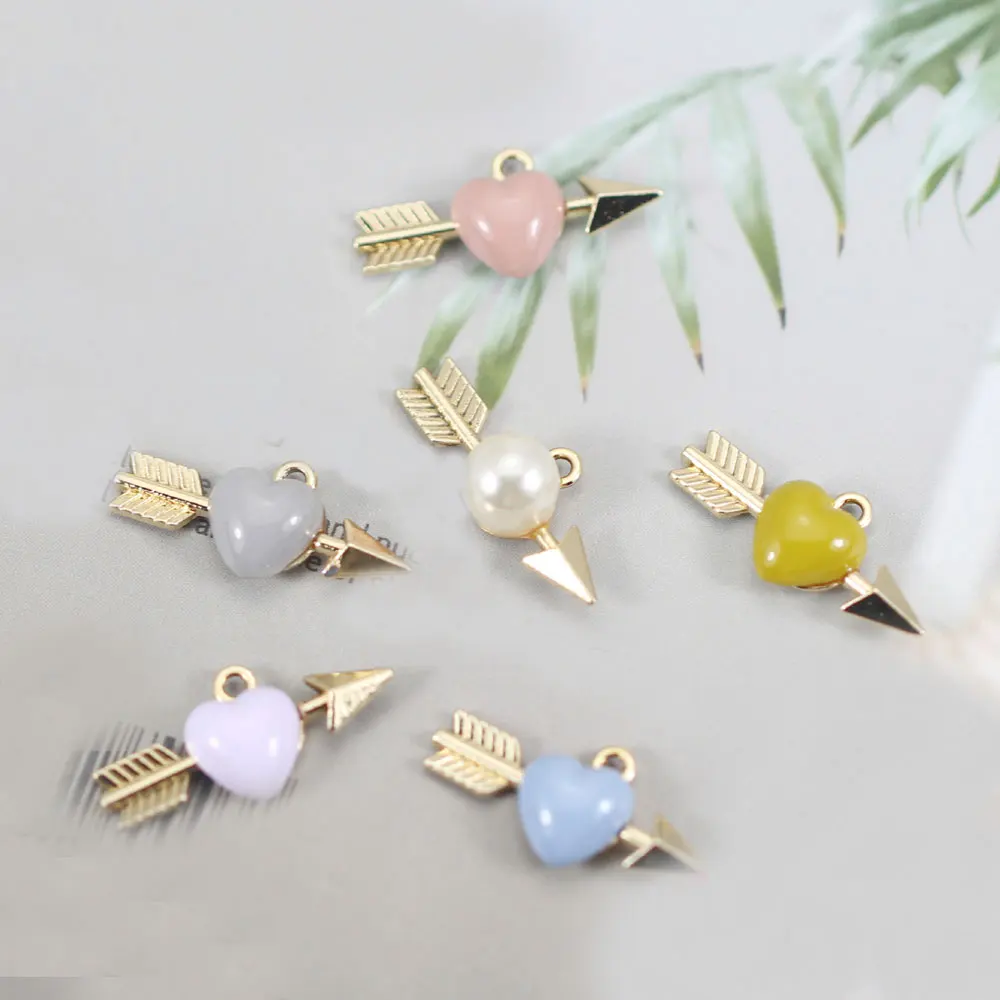 10 шт. RUIDAY сердце со стрелой плавающие эмалевые чары сплав кулон для