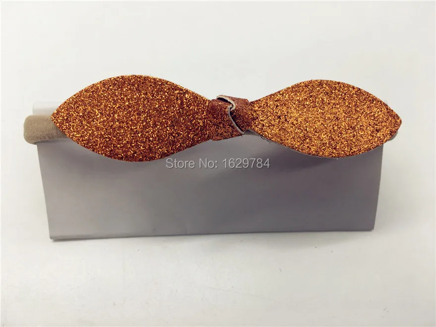

20pcs/17C Fashion Glitter Leaf Bowknot Girls Nylon Hairbands Solid Kawaii Bow Girls Elastic Headbands Girls Hair Accessories