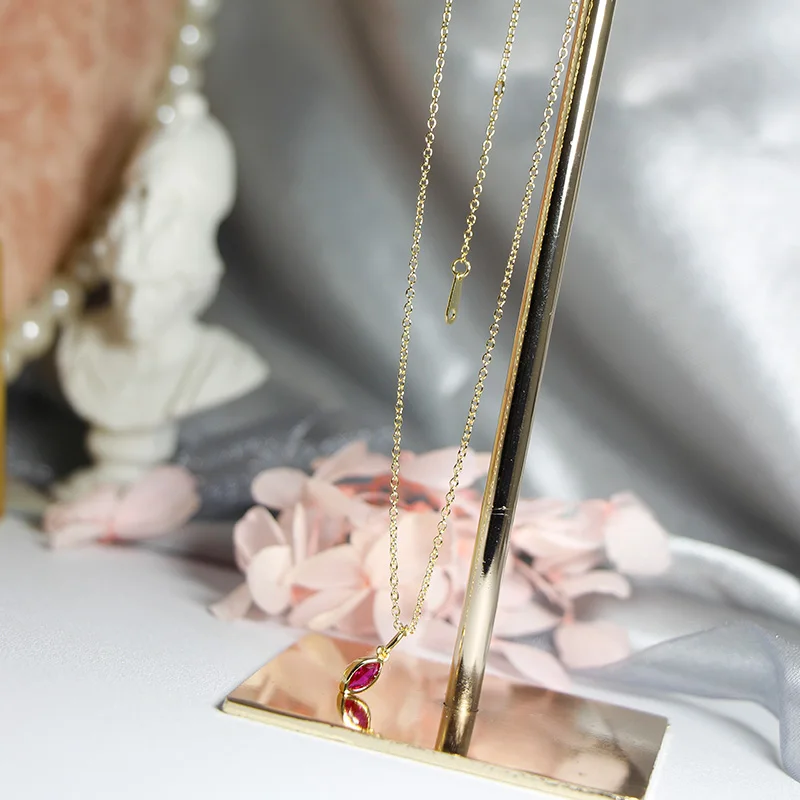 Pink zircon clavicle necklace s925 sterling silver for women | Украшения и аксессуары