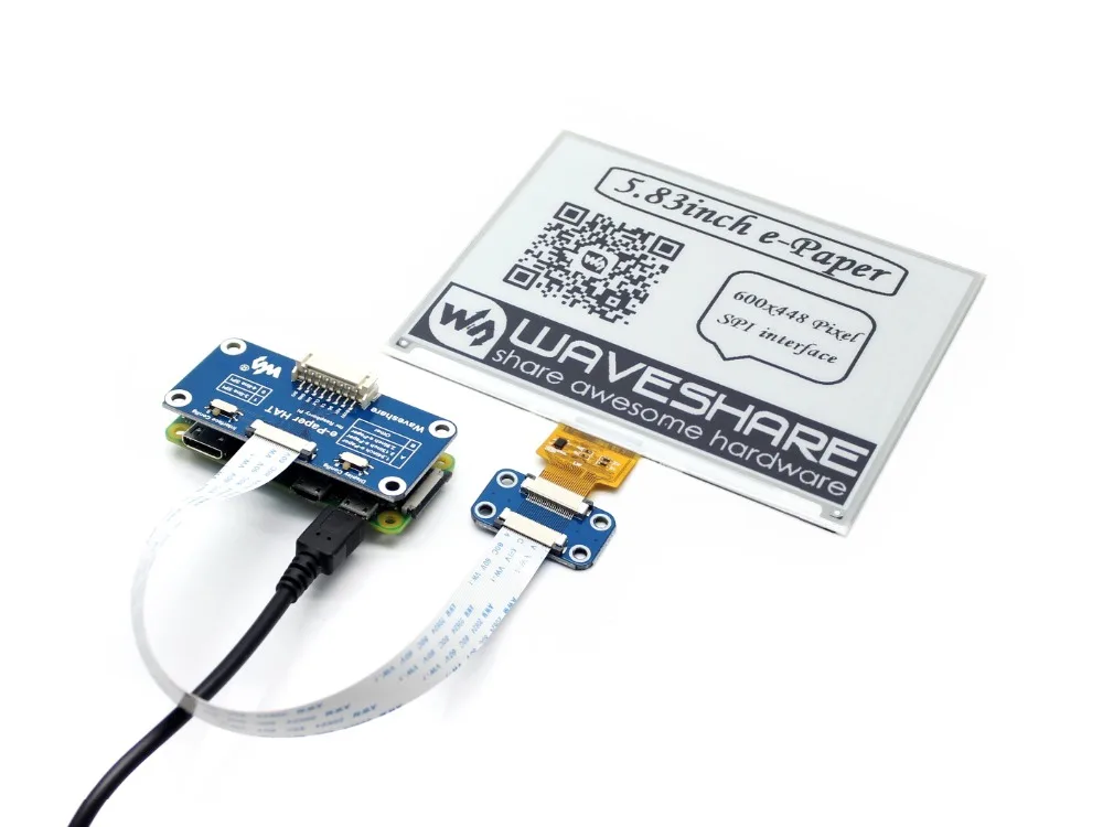 600x448 5 83 дюймов E-Ink дисплей шляпа для Raspberry Pi SPI интерфейс Цвет: черный белый |