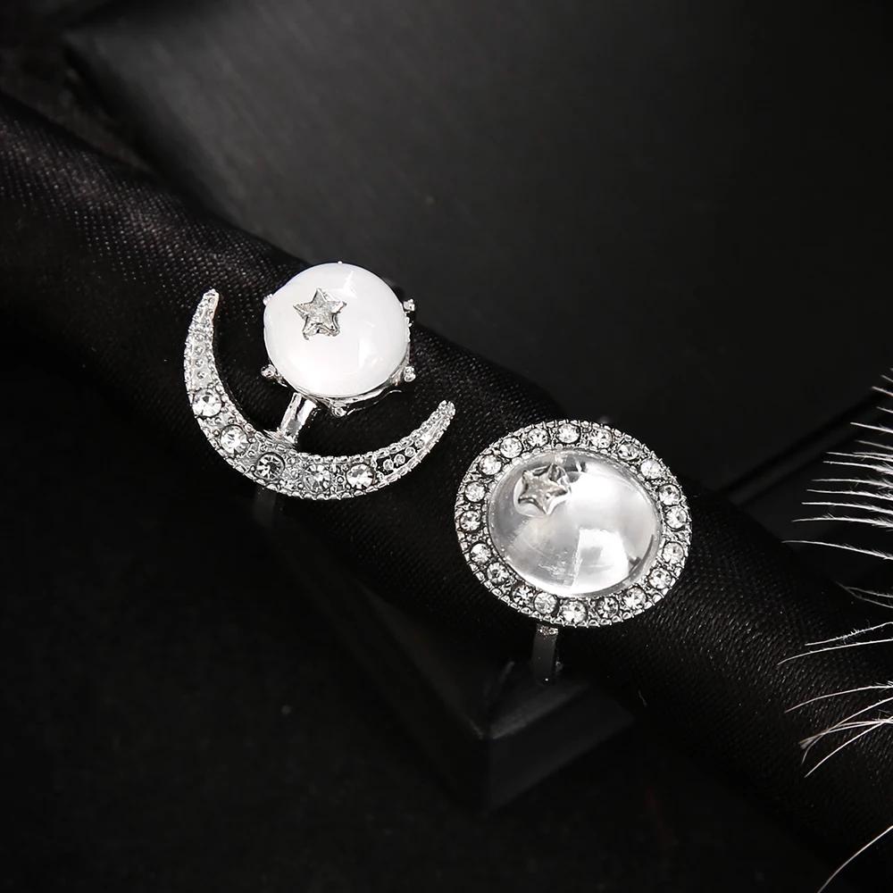 2 шт./компл. для женщин кольца в богемном стиле с изображением луны и звезд Круглый