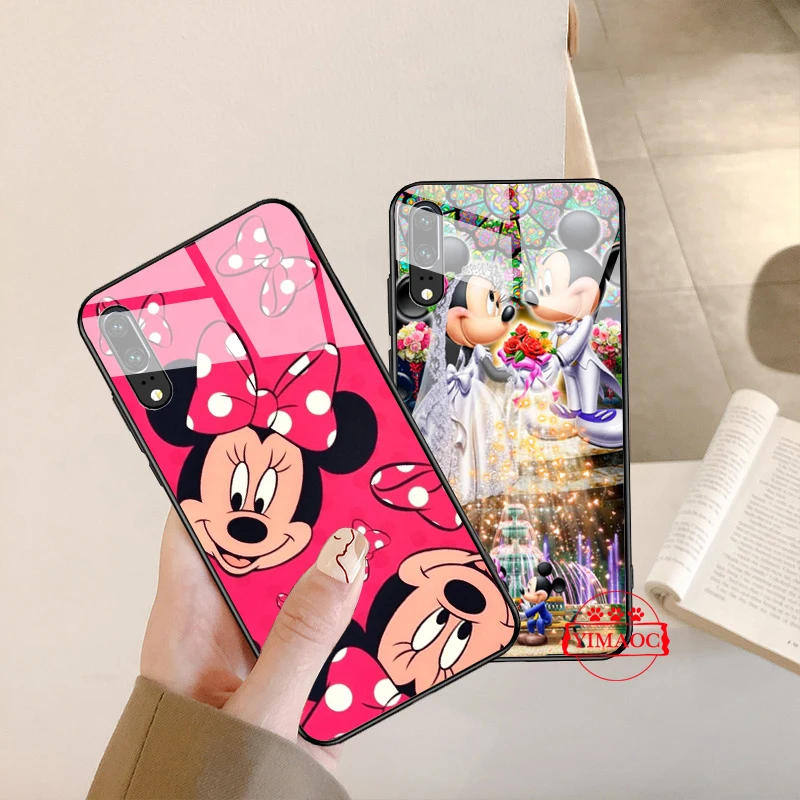 YIMAOC новогодний стеклянный чехол с Микки Минни для Huawei P10 Lite P20 Pro P30 P Smart honor 7A 8X9 10 Y6