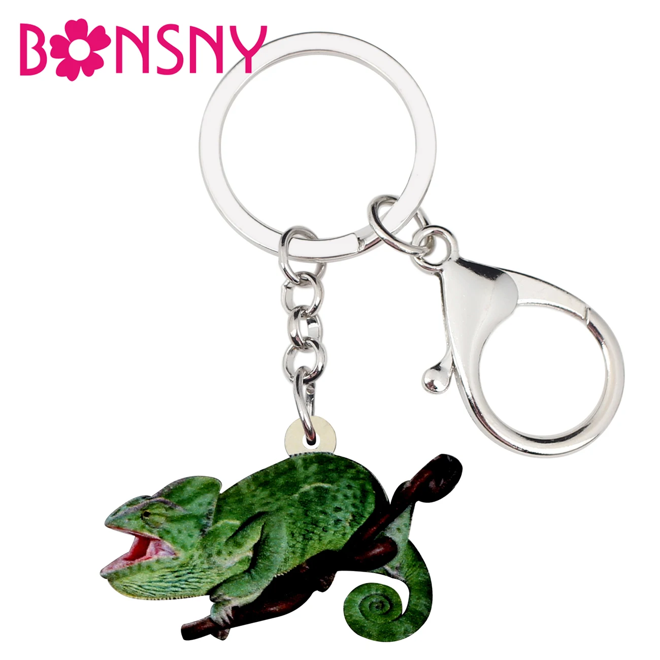 Брелоки цепочки Bonsny акриловые хамелеоны для ключей держатель кольца новинка